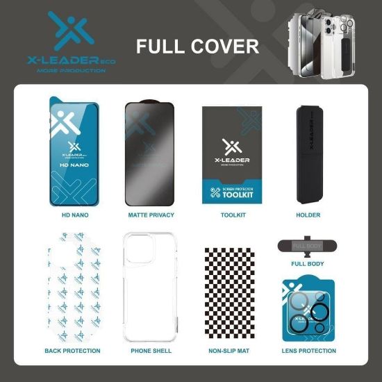 صورة بكج الحماية ضد الصدمات 6 في 1 من X-LEADER مع استكر ملاقيف لاصدارات ايفون  برو ماكس  iPhone 16