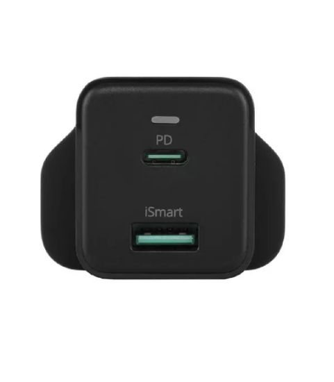 صورة راف باور شاحن جداري، 45 واط، مدخلين، أسود