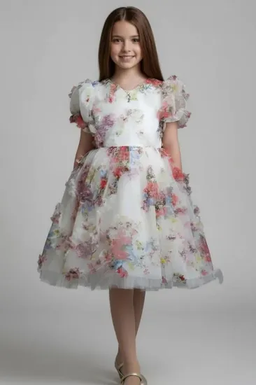 صورة فستان مورد كرنشة من االاسفل