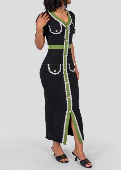 صورة فستان نسائي طويل باكمام قصيرة