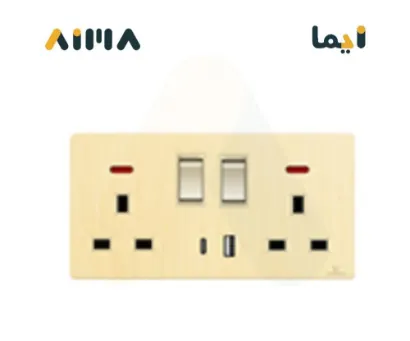 صورة فيكتوري فيش مزدوج مع مفتاح 13 امبير مع لمبة و مخرج USB و Type C