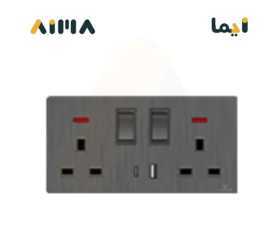صورة فيكتوري فيش مزدوج مع مفتاح 13 امبير مع لمبة و مخرج USB و Type C