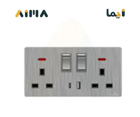 صورة فيكتوري فيش مزدوج مع مفتاح 13 امبير مع لمبة و مخرج USB و Type C