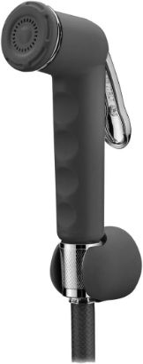 صورة Eurodoccia ABS Shattaf Black Chrome with 120cm hose & wall holder