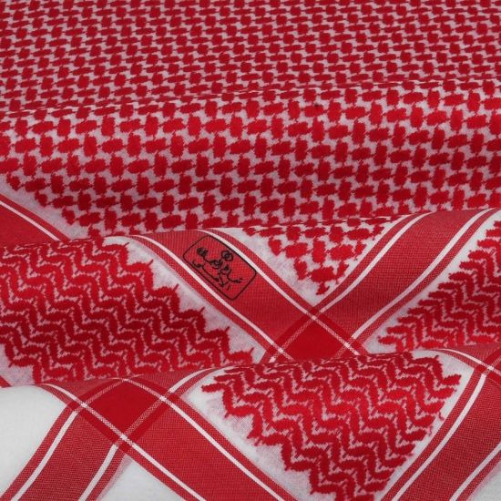 صورة شماغ العجلان الذهبي أحمر