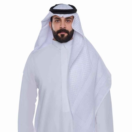 صورة شماغ العجلان الذهبي ابيض