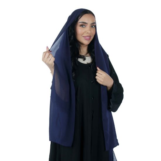 صورة طرحة ملونة سادة كحلي