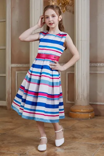 صورة فستان بناتي كاجول مقلم