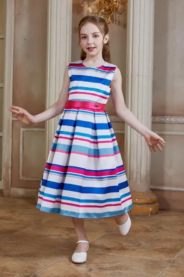 صورة فستان بناتي كاجول مقلم