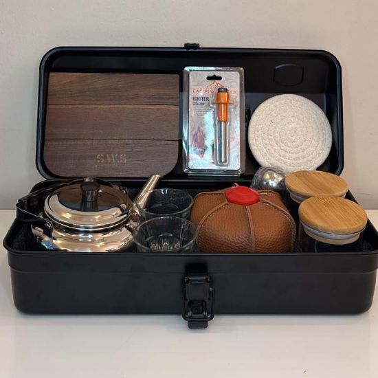 صورة صندوق عزبة مجمع مع أبريق استيل مقبض اسود 700م