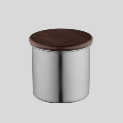 صورة علبة شاي او سكر استيل لون فضي 400جرام