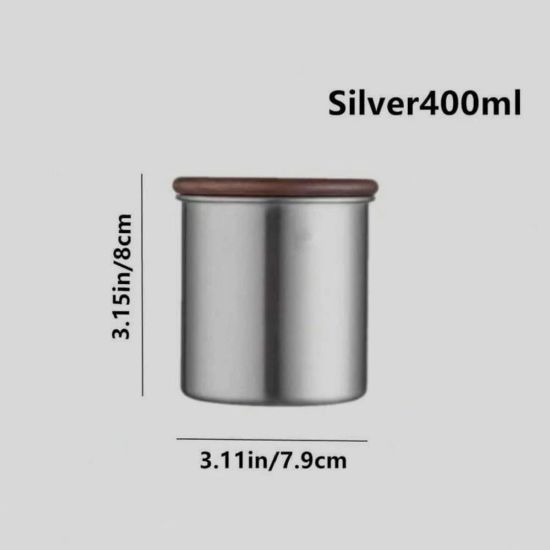 صورة علبة شاي او سكر استيل لون فضي 400جرام