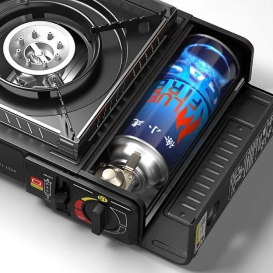 صورة موقد غاز محمول للرحلات والتخييم مع حقيبة