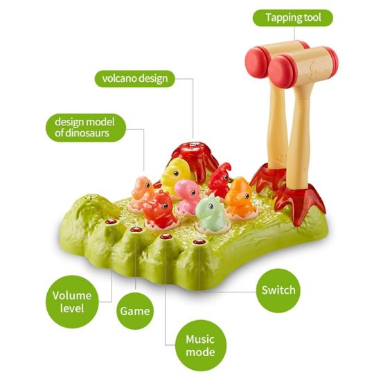 صورة لعبة أضرب الدينصورات بتصميم الديناصورات والبركان من نجمة الالعاب