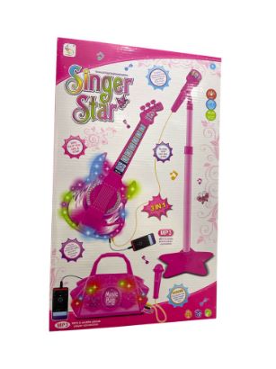 صورة مجموعة جيتار مع مكرفون مع حامل قابل للتعديل