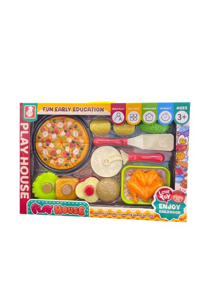 صورة لعبة بيتزا ومطبخ للأطفال، مصممة للعب الأدوار والتعليم المبكر
