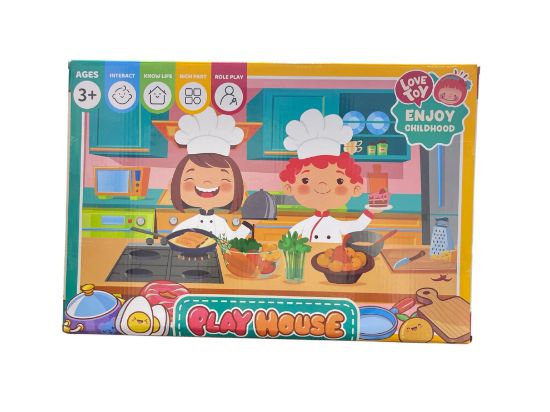 صورة لعبة بيتزا ومطبخ للأطفال، مصممة للعب الأدوار والتعليم المبكر