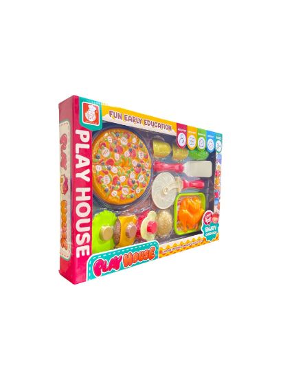 صورة لعبة بيتزا ومطبخ للأطفال، مصممة للعب الأدوار والتعليم المبكر