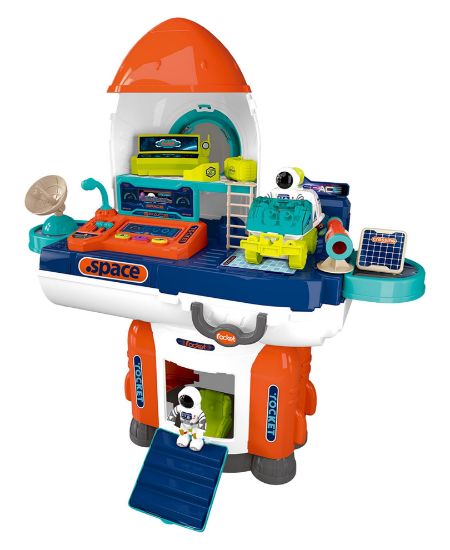 صورة لعبة صاروخ فضائي تحتوي على أضواء وأصوات.