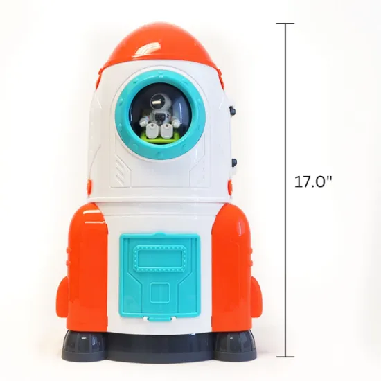 صورة لعبة صاروخ فضائي تحتوي على أضواء وأصوات.