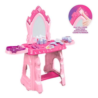 صورة طاولة مكياج لون وردي  - تسريحة