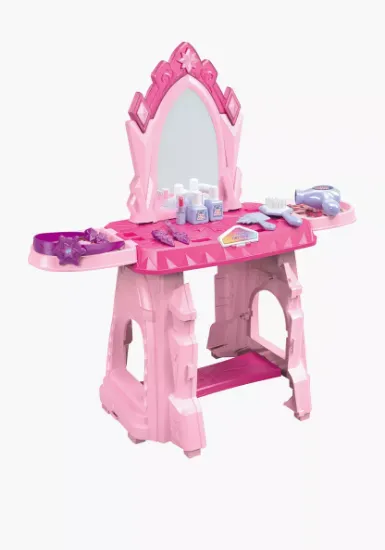 صورة طاولة مكياج لون وردي  - تسريحة