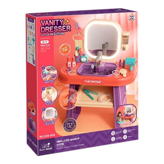 صورة مجموعة مكياج مع الضوء والصوت طاولة تجميل للبنات مناسب لعمر 3سنوات فما فوق