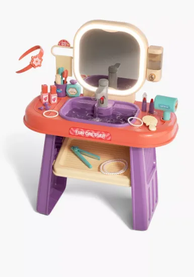 صورة مجموعة مكياج مع الضوء والصوت طاولة تجميل للبنات مناسب لعمر 3سنوات فما فوق