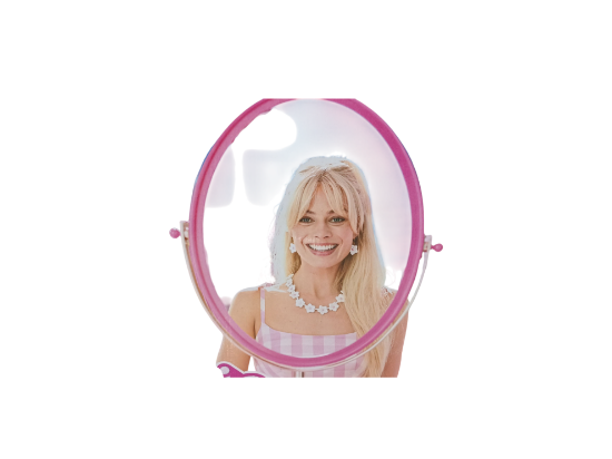 صورة طاولة زينة باربي مع إكسسوارات تتضمن طاولة زينة بتصميم باربي مع مرآة وكرسي  مناسب لعمر 3 سنوات فما فوق