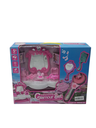 صورة لعبة مكياج للأطفال تأتي في علبة تشبه طاولة الزينه