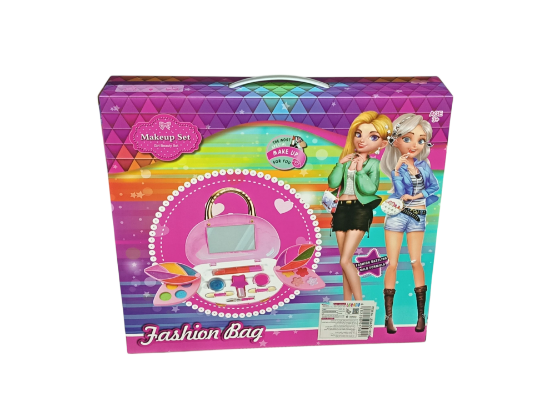 صورة حقيبة مكياج "Fashion Bag" للأطفال هي مجموعة لعب مصممة للفتيات الصغيرات، تحتوي على أدوات مكياج آمنة ولطيفة