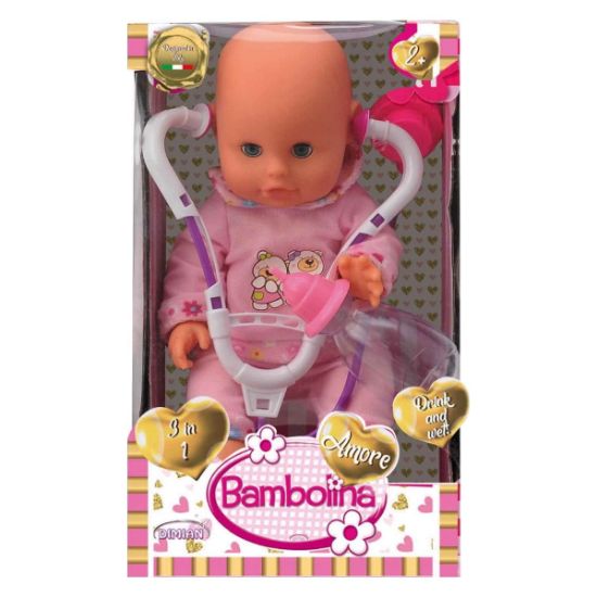 صورة هذه دمية بامبولينا أموري "Drink N Wet" مع سماعة طبيب.