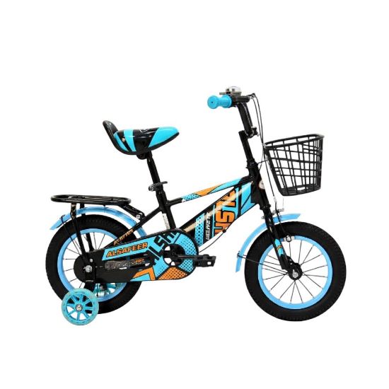صورة دراجة أطفال  مقاس 12إنش– تصميم رياضي بجنوط أسيام ، رفارف أمامية وخلفية، فرامل يدوية، سلة امامية ومقعد خلفي