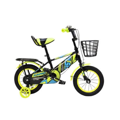 صورة دراجة أطفال مقاس 12إنش– تصميم رياضي بجنوط أسيام ، رفارف أمامية وخلفية، فرامل يدوية، سلة امامية ومقعد خلفي