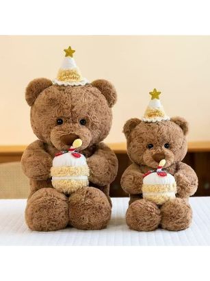 صورة دب تيدي احتفالي يحمل كعكة عيد ميلاد 🎂🎉