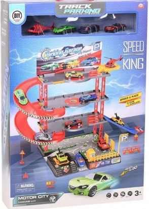 صورة موقف سيارات سلسة المسار من ثلاث طوابق 3مركبات 1 مروحية من نجمة الالعاب