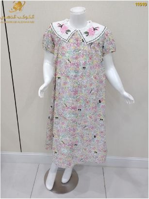 صورة فستان بناتي صيفي طويل بنقشة ورد وياقة مطرزة 11010