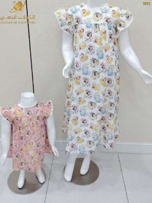 صورة فستان بناتي صيفي برسومات أميرات – موديل 1111
