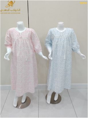 صورة فستان بناتي صيفي بنقشة ناعمة وربطة أمامية – موديل 16013