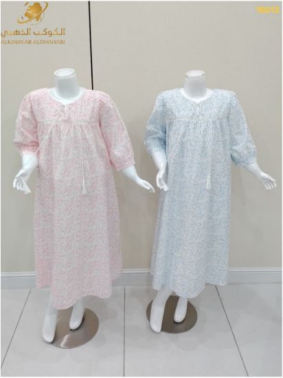 صورة فستان بناتي صيفي بنقشة ناعمة وربطة أمامية – موديل 16013