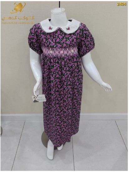 صورة فستان بناتي صيفي مزهر بياقة مطرزة – موديل 2404