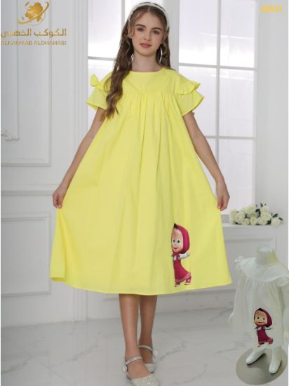 صورة فستان بناتي صيفي بطبعة شخصية لطيفة – موديل 32531