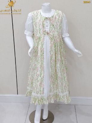 صورة فستان بناتي صيفي بطبقتين ونقشة زهور – موديل 32541