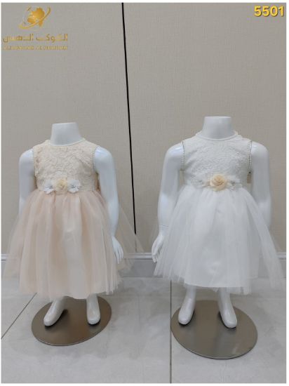 صورة فستان بناتي سهرة بتصميم دانتيل وتول ناعم – موديل 5501