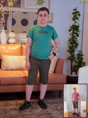 صورة طقم أولاد صيفي بطبعة WERK IT وشورت مريح – موديل L1105