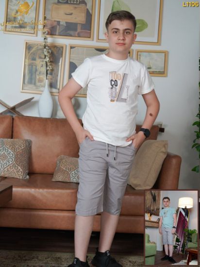 صورة طقم أولاد صيفي بطبعة CO STYLE وشورت مريح – موديل L1106