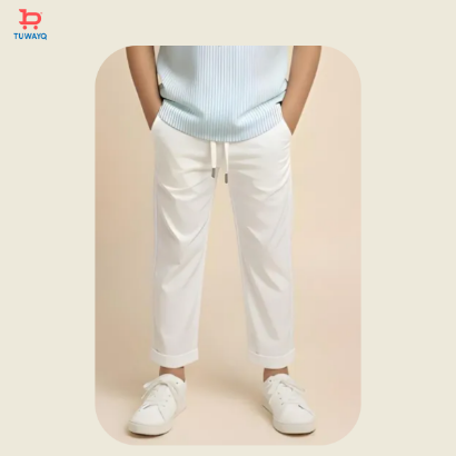 صورة بنطلون ولادي أبيض بخيط شد 4164