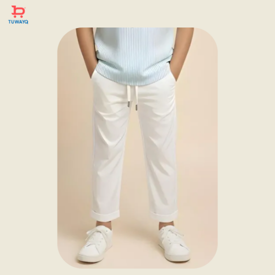 صورة بنطلون ولادي أبيض بخيط شد 4164