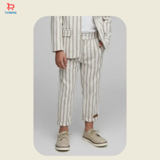 صورة بنطلون ولادي مقلم بلون بيج 4174