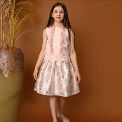 صورة تيور بناتي بنقشة الورود مع تصميم كشكش - Kj2062